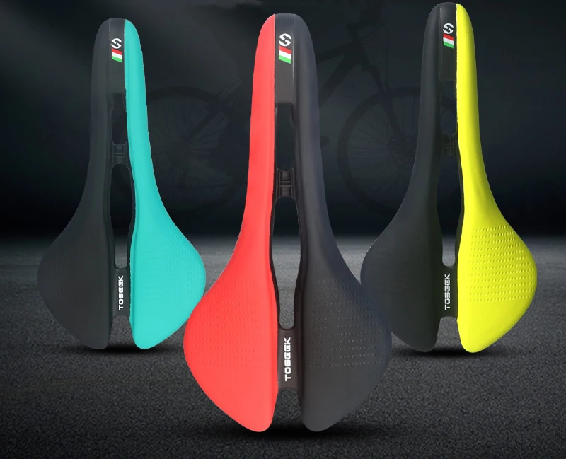 TOSEEK MTB Road Bike Saddle Ultralight 185g Racing Seat Hollow Ergonomic Design Cr-mo Seat Rail Saddle Bicycle Parts 7 Colors