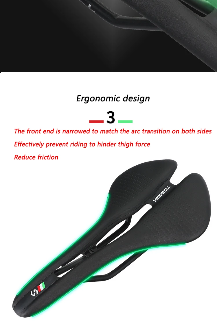 TOSEEK MTB Road Bike Saddle Ultralight 185g Racing Seat Hollow Ergonomic Design Cr-mo Seat Rail Saddle Bicycle Parts 7 Colors