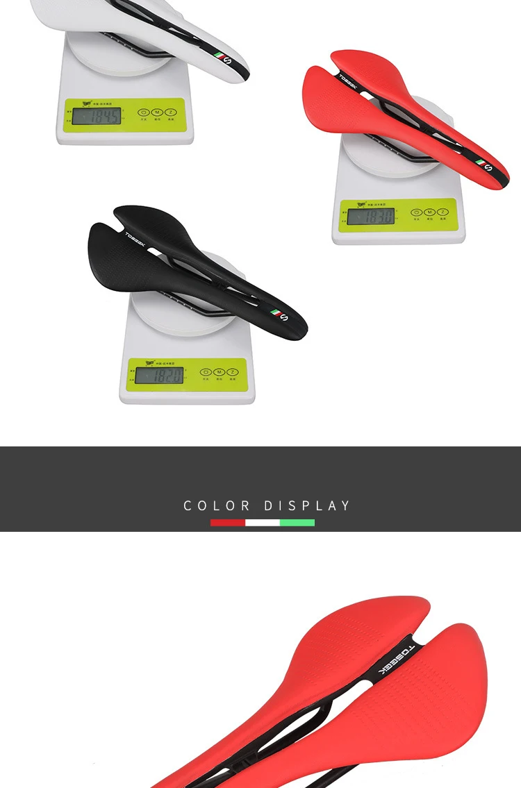 TOSEEK MTB Road Bike Saddle Ultralight 185g Racing Seat Hollow Ergonomic Design Cr-mo Seat Rail Saddle Bicycle Parts 7 Colors