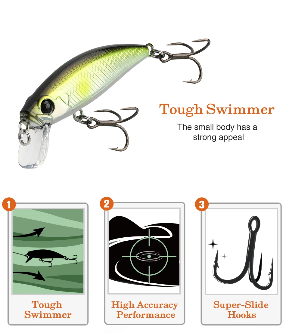 TSURINOYA Intruder 51S Sinking Minnow Stream Fishing Lure 51mm 5.8g Artificial Hard Bait For Trout Ajing Jerkbait River Baits