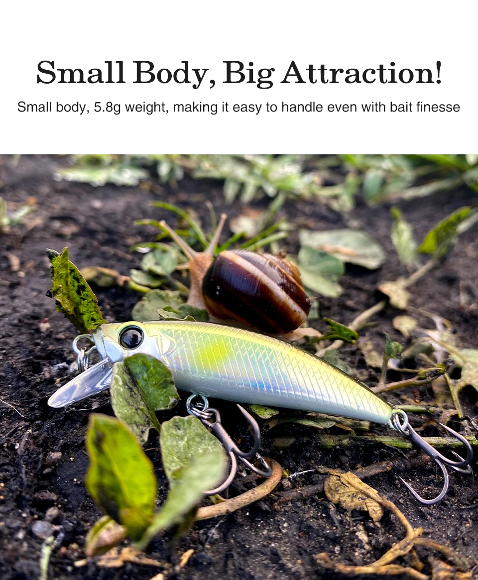 TSURINOYA Intruder 51S Sinking Minnow Stream Fishing Lure 51mm 5.8g Artificial Hard Bait For Trout Ajing Jerkbait River Baits