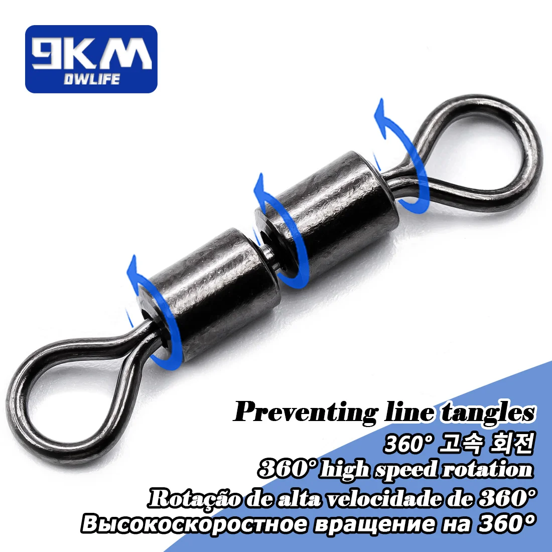 Double Joint Rolling Fishing Swivel 15~60Pcs Stainless Steel Saltwater Fishing Swivels High Speed Eight-Character Ring Connector