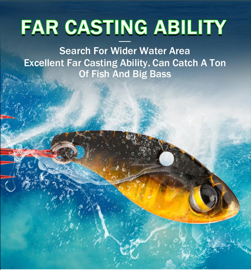 GOBASS Metal Mini VIB Spoon Fishing Lure 25mm 3g Sinking Vibration Wobbler Artificial Swim Bait Tackle With Single Treble Hook