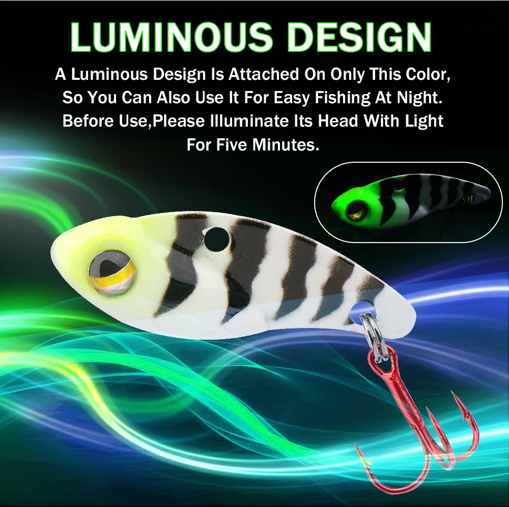 GOBASS Metal Mini VIB Spoon Fishing Lure 25mm 3g Sinking Vibration Wobbler Artificial Swim Bait Tackle With Single Treble Hook