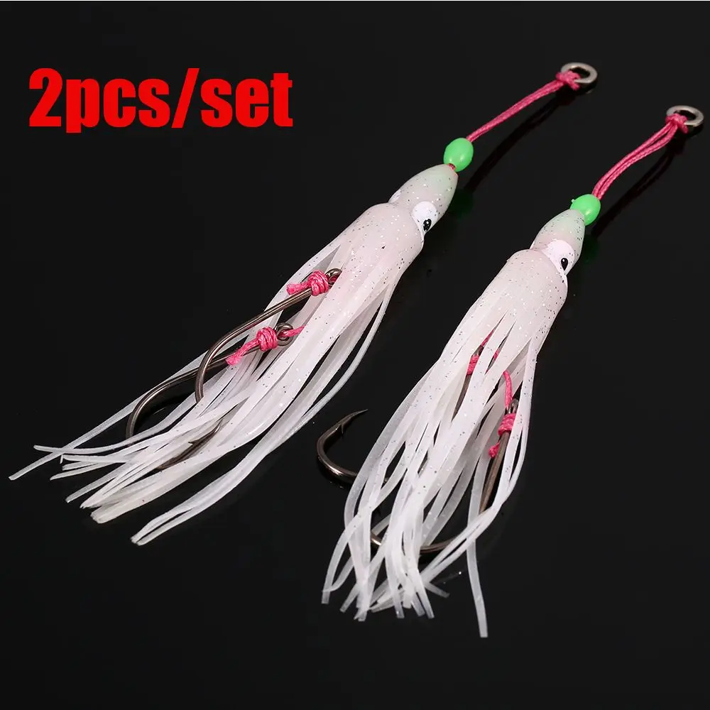 2Pcs/Lot 6cm/10cm/12cm Octopus Lure Squid Jig Fishing Soft Lures Big Squid Bionic Bait Skirt Soft Baits with Hooks