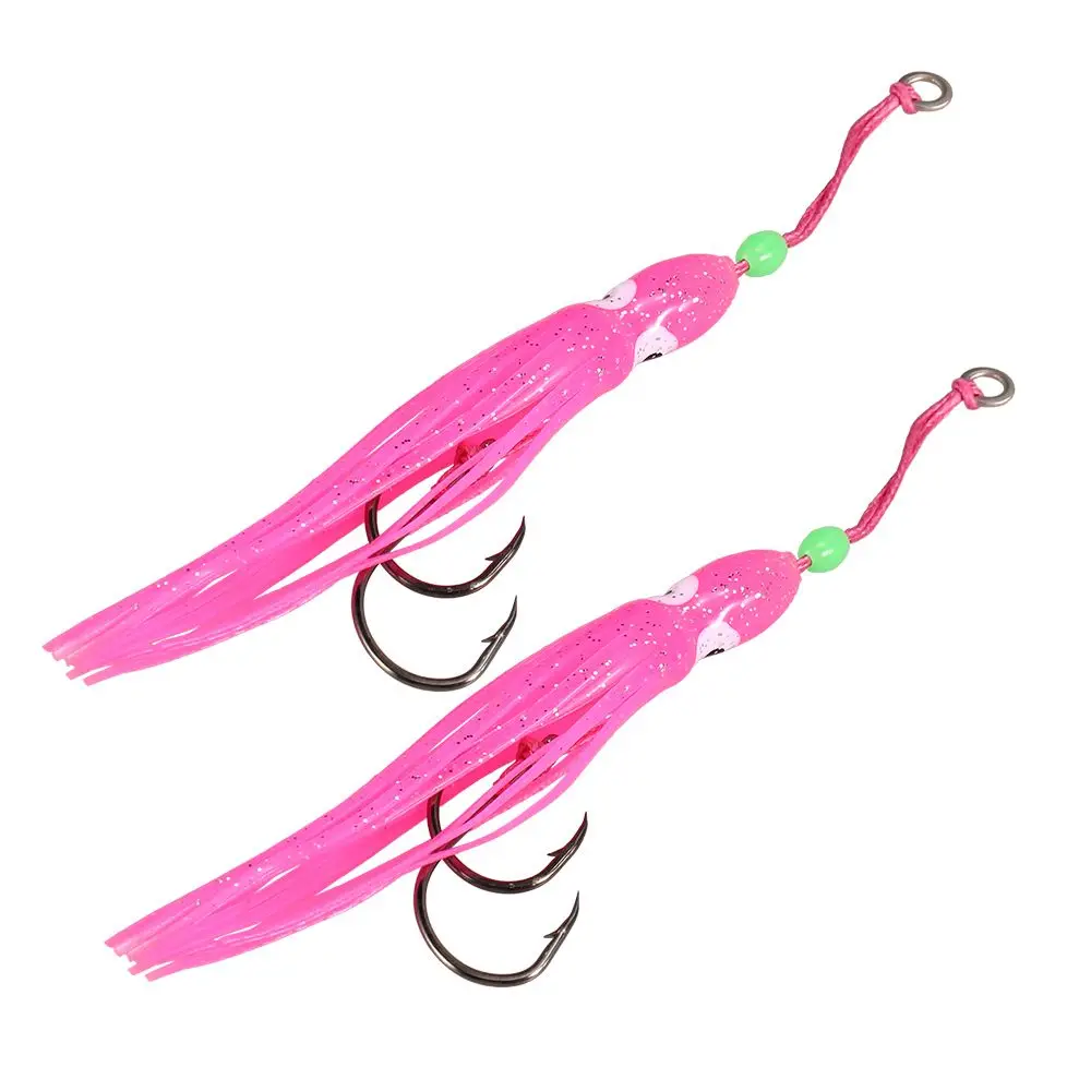 2Pcs/Lot 6cm/10cm/12cm Octopus Lure Squid Jig Fishing Soft Lures Big Squid Bionic Bait Skirt Soft Baits with Hooks