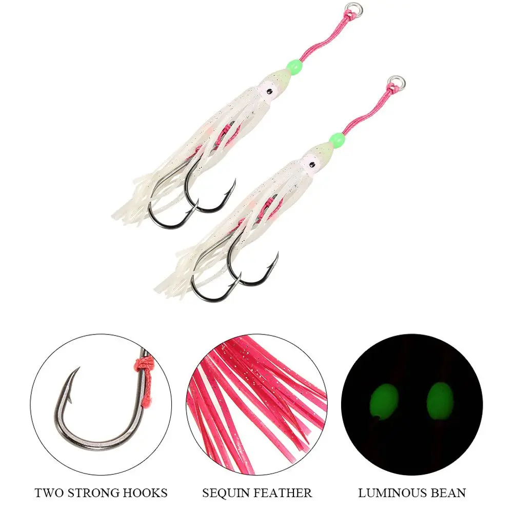 2Pcs/Lot 6cm/10cm/12cm Octopus Lure Squid Jig Fishing Soft Lures Big Squid Bionic Bait Skirt Soft Baits with Hooks