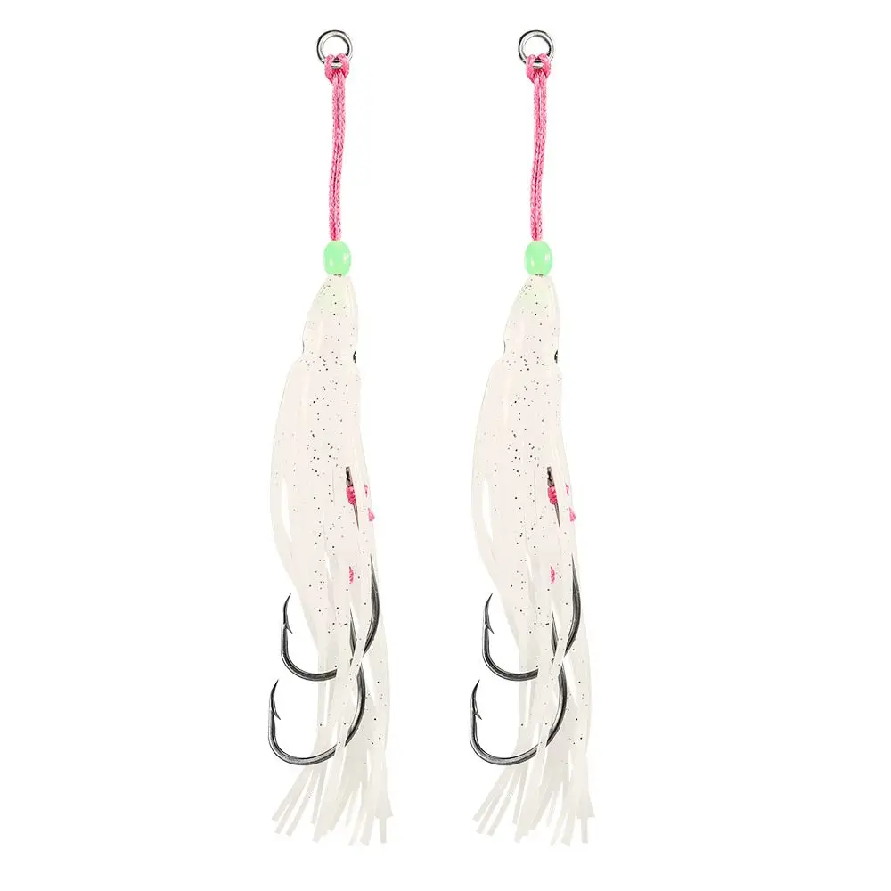 2Pcs/Lot 6cm/10cm/12cm Octopus Lure Squid Jig Fishing Soft Lures Big Squid Bionic Bait Skirt Soft Baits with Hooks