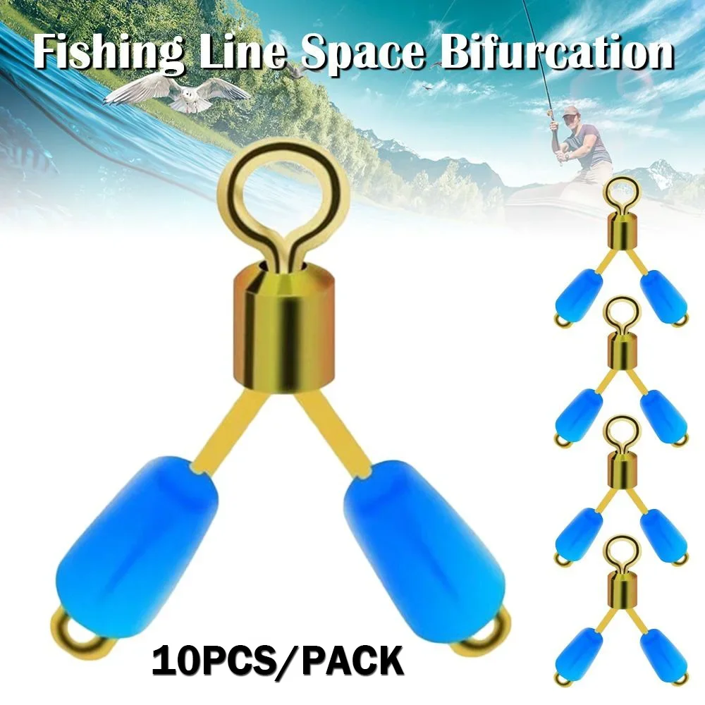 10pcs Y-Shaped Swivel Ring for Space Beans Double Hooks Fishing Line Contactor Fishing Accessories Fishing Tools