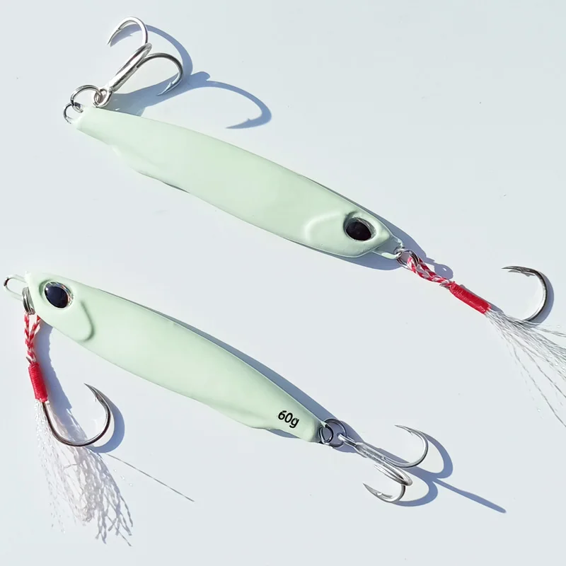 1PC 15g20g25g30g40g60g Glow Metal Slow Falling Lure Shore Spoon Cast Jigs Leurre Artificial Bait Sea Fishing Bass Lure Angler