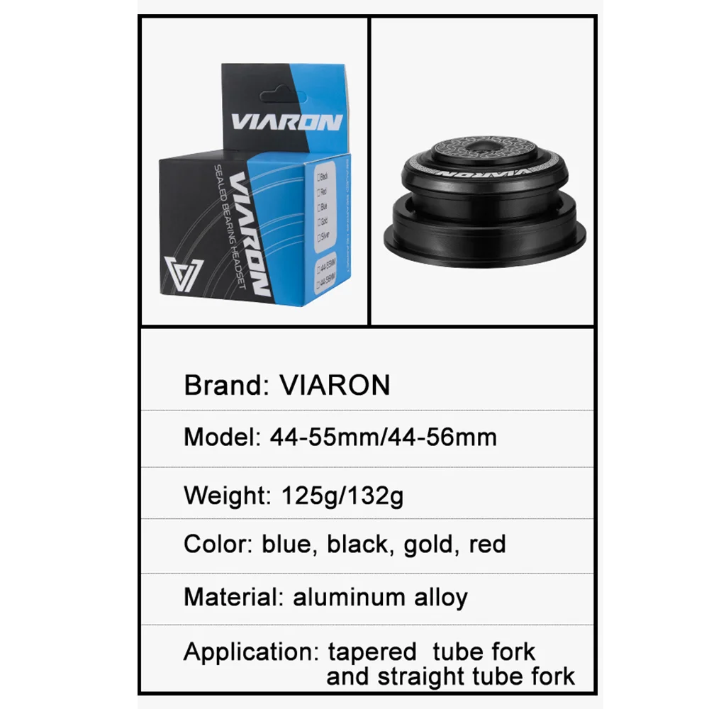 VIARON Bicycle Headset 4455ST/4456ST CNC 11/8"-11/2" Sealed Bearing Straight Tapered Tube Fork MTB Bike Headset