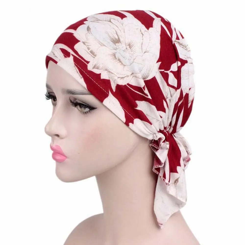 Tube Men Women Sleep Caps Fashion Casual Cotton Hat Bandana Women National Wind Floral Print Turban Chemotherapy Hat