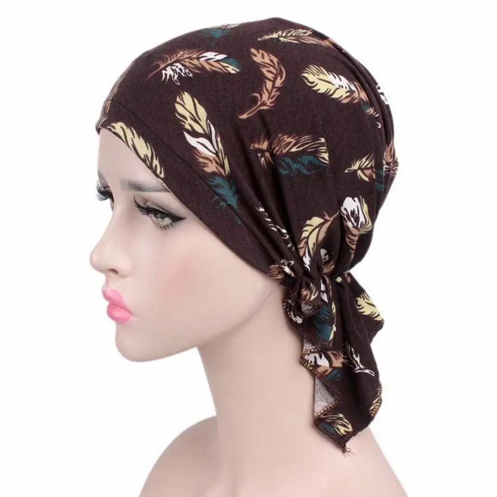 Tube Men Women Sleep Caps Fashion Casual Cotton Hat Bandana Women National Wind Floral Print Turban Chemotherapy Hat