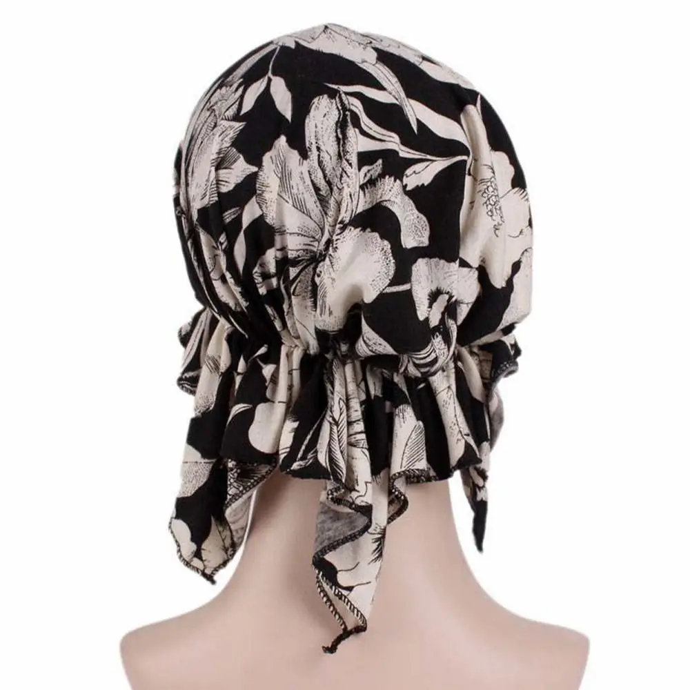Tube Men Women Sleep Caps Fashion Casual Cotton Hat Bandana Women National Wind Floral Print Turban Chemotherapy Hat
