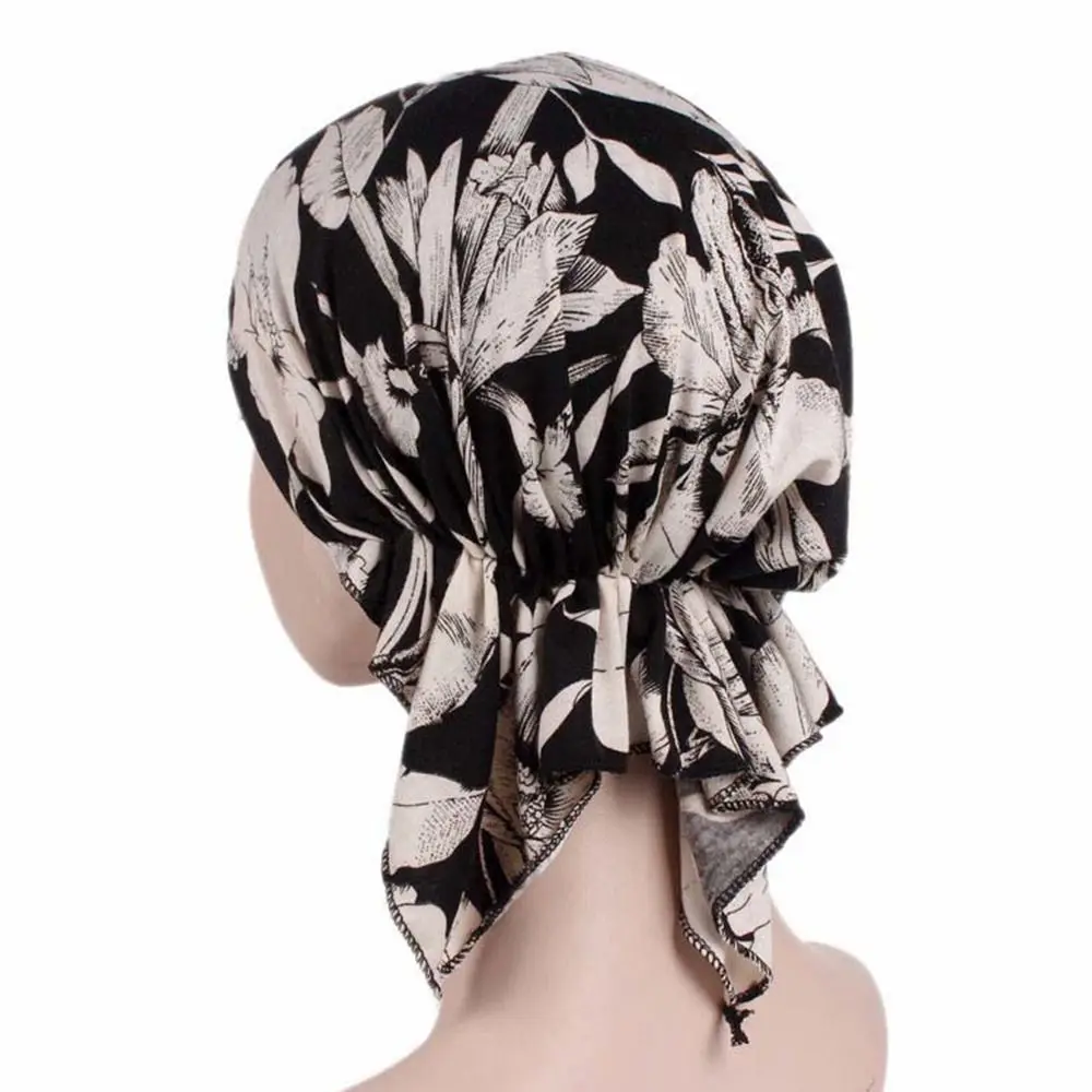 Tube Men Women Sleep Caps Fashion Casual Cotton Hat Bandana Women National Wind Floral Print Turban Chemotherapy Hat