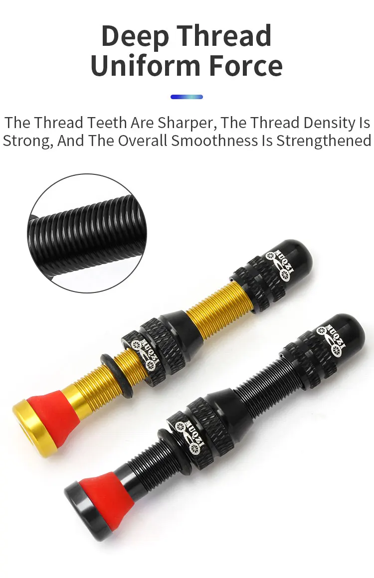 MUQZI 2PCS 60mm Schrader Valve MTB Road Bike A/V Tubeless Rim Valve CNC Wheel Valve For Tubeless Tire Cycling Accessories