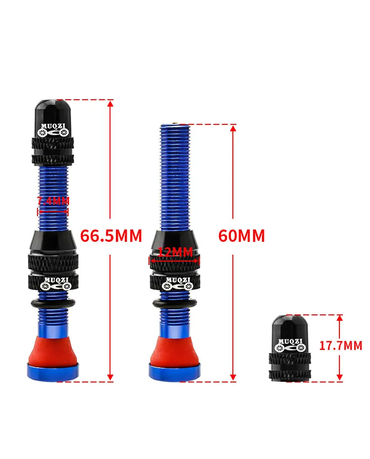 MUQZI 2PCS 60mm Schrader Valve MTB Road Bike A/V Tubeless Rim Valve CNC Wheel Valve For Tubeless Tire Cycling Accessories