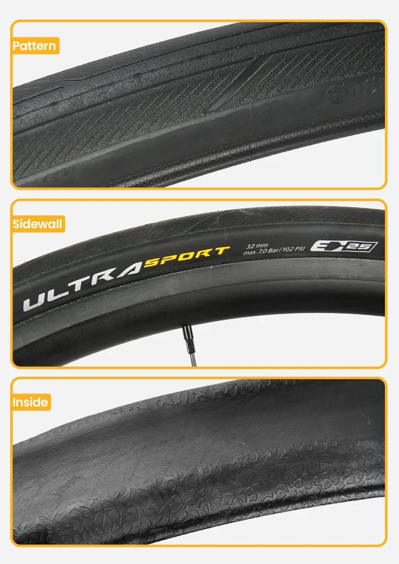 Continental Ultra Sport III Bicycle Road Tire 700 X 25C 28C 32C ULTRASport No Folding Bike Bald Tyre Wire Bead Tire 180 TPI