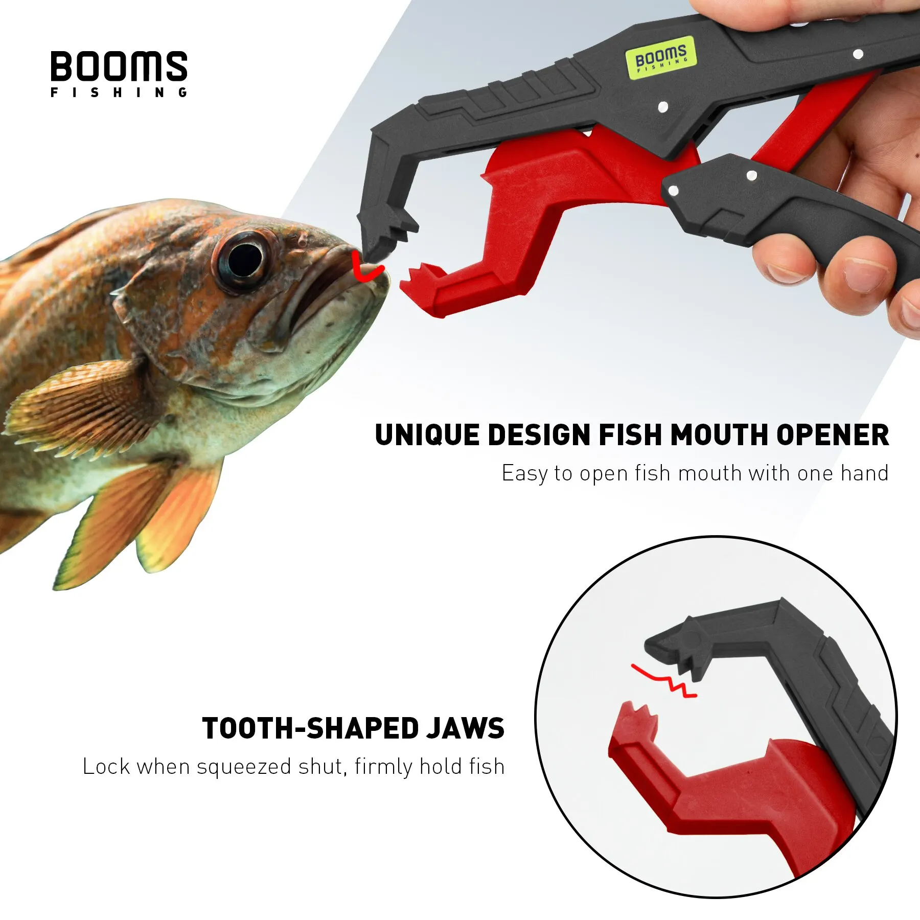Booms Fishing G05 Fish Gripper Glass Fiber with Lanyard Anti-Rust Anti-Corrosion Grabber Keeper Safer For Fish Grip Fishing Tool