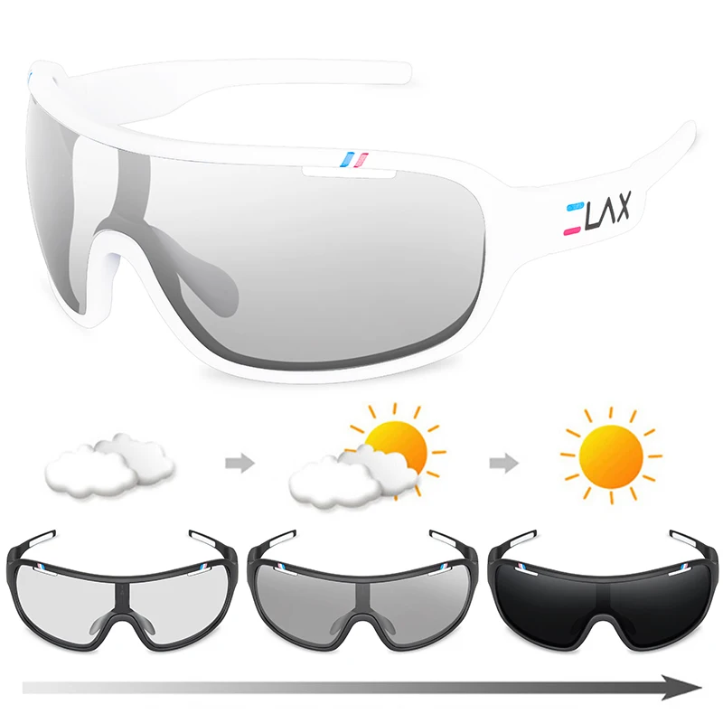 ELAX BRAND Polarized Photochromic UV400 Outdoor Road Cycling Eyewear Sports Cycling Sunglasses Men Women Bike Bicycle Glasses