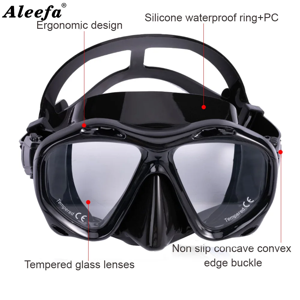 Farsighted Presbyopia Diving Mask with Tempered Glass Lenses, Reading Hyperopia Dive Gear for Men Women, +2.0 to +5.0