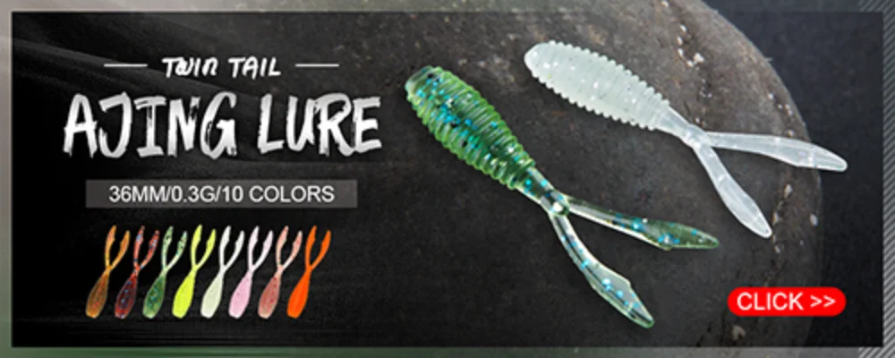 Spinpoler AJING Soft Fishing Lures Rockfish 10pcs/lot 0.3g 36mm Twin Tail Artificial Wobbler Ocean Rock Silicone Shad Worm Bait