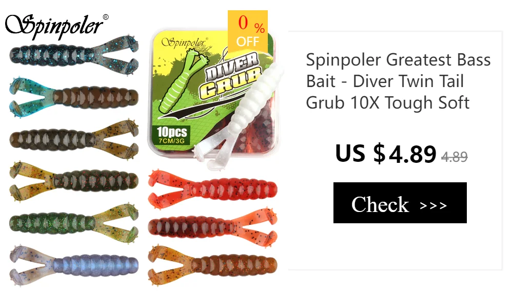 Spinpoler AJING Soft Fishing Lures Rockfish 10pcs/lot 0.3g 36mm Twin Tail Artificial Wobbler Ocean Rock Silicone Shad Worm Bait
