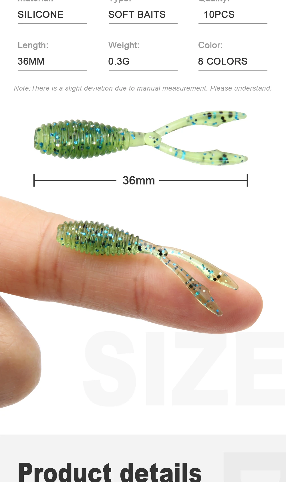 Spinpoler AJING Soft Fishing Lures Rockfish 10pcs/lot 0.3g 36mm Twin Tail Artificial Wobbler Ocean Rock Silicone Shad Worm Bait