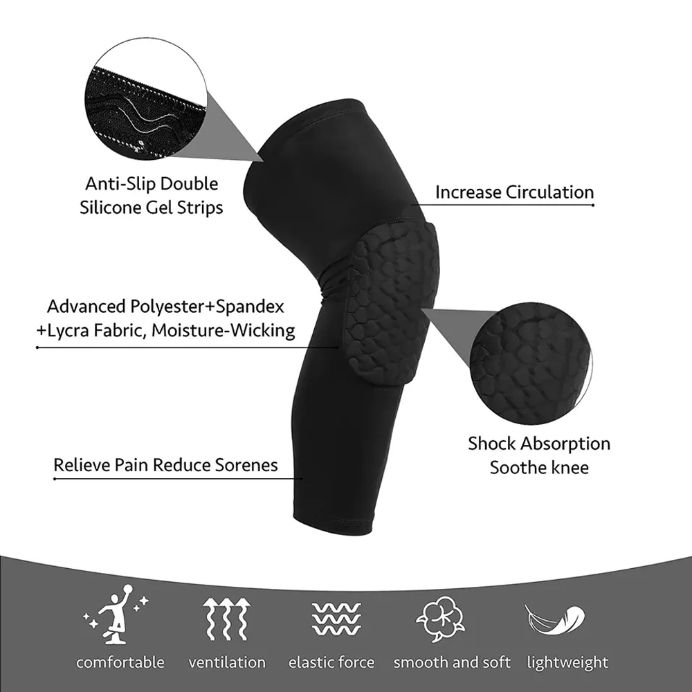 1Pcs/2Pcs Basketball Knee Pads Volleyball Kneepad Honeycomb Crashproof Antislip Leg Sleeve Protective Pad Support Guard Padded