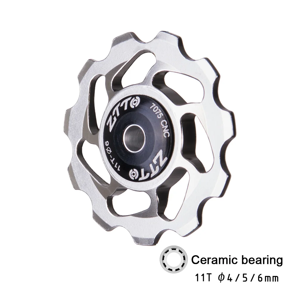 ZTTO 11T MTB Bicycle Rear Derailleur Jockey Wheel Ceramic Bearing Pulley AL7075 CNC Road Bike Guide Roller Idler 4mm 5mm 6mm