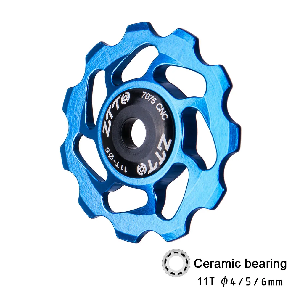 ZTTO 11T MTB Bicycle Rear Derailleur Jockey Wheel Ceramic Bearing Pulley AL7075 CNC Road Bike Guide Roller Idler 4mm 5mm 6mm