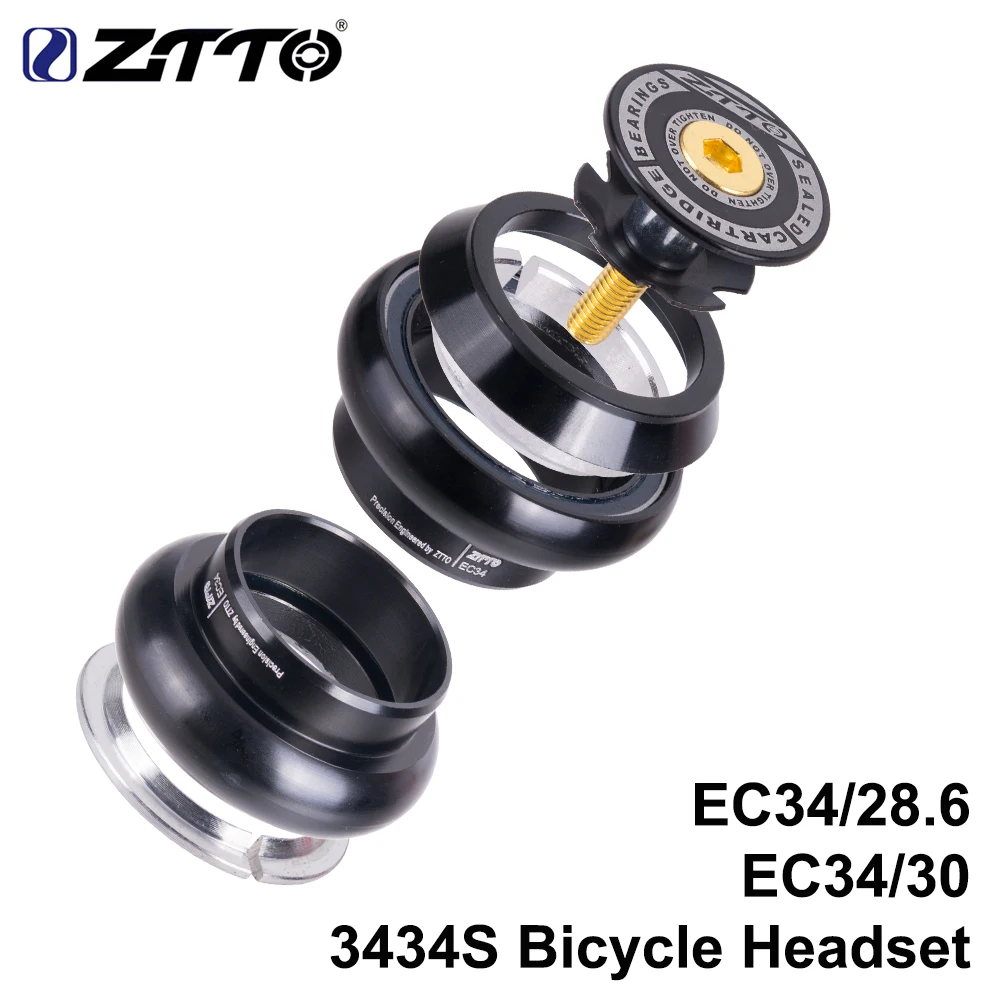 ZTTO 3434S MTB Bike Road Bicycle Headset 34mm EC34 CNC 1 1/8 28.6 Straight Tube fork Internal 34 Conventional Threadless Headset