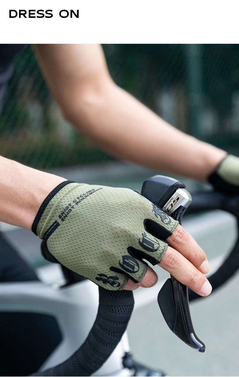ROCKBROS Cycling Gloves Bike Shockproof Half Finger Gloves Breathable Anti-shock Bike Short Gloves Summer High Elasticity Gloves