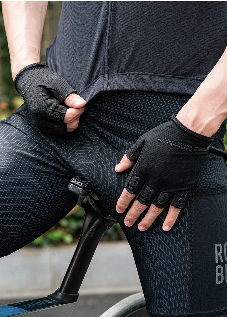 ROCKBROS Cycling Gloves Bike Shockproof Half Finger Gloves Breathable Anti-shock Bike Short Gloves Summer High Elasticity Gloves