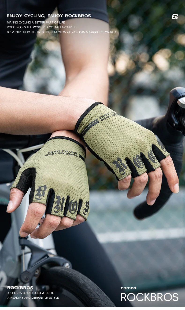 ROCKBROS Cycling Gloves Bike Shockproof Half Finger Gloves Breathable Anti-shock Bike Short Gloves Summer High Elasticity Gloves