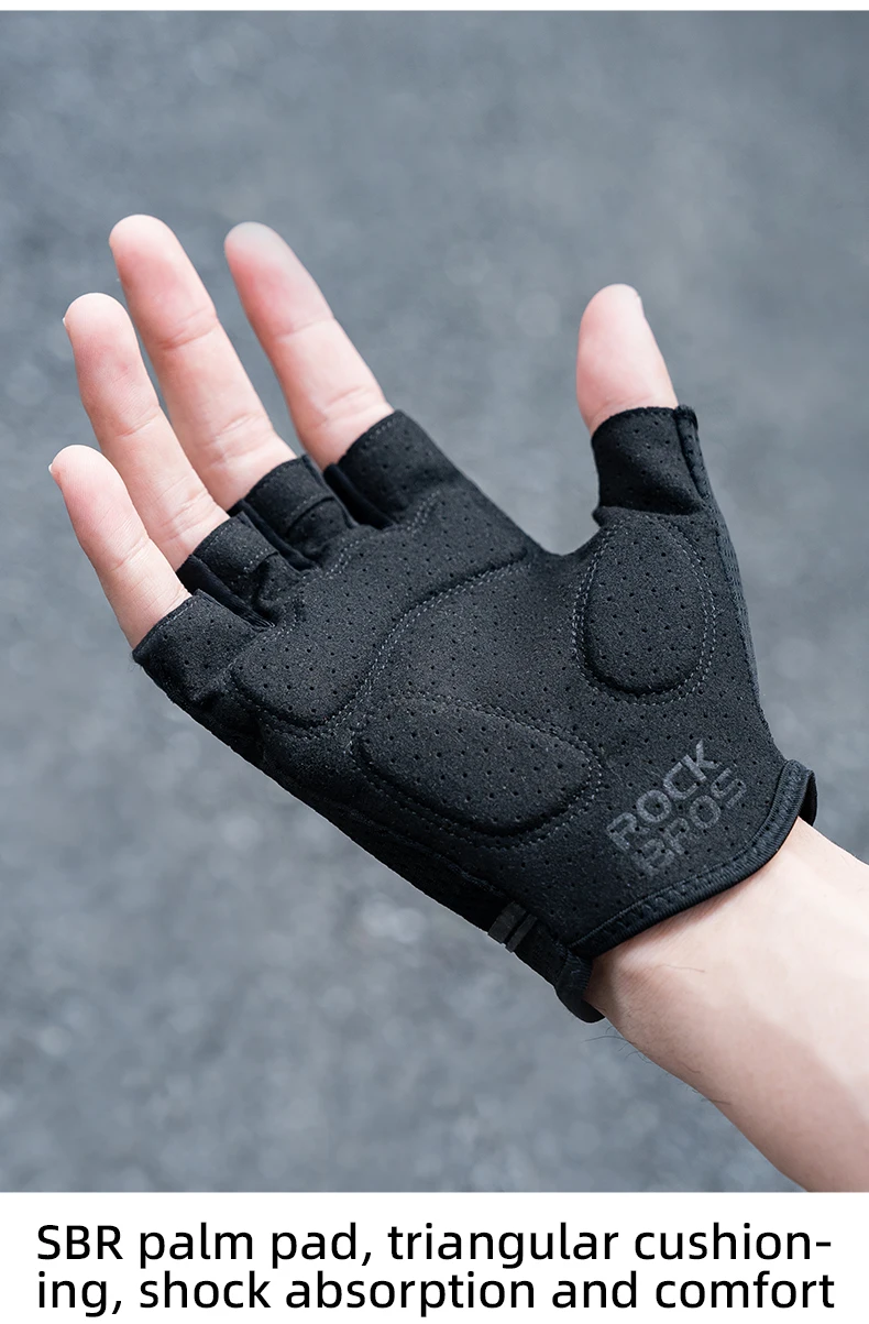 ROCKBROS Cycling Gloves Bike Shockproof Half Finger Gloves Breathable Anti-shock Bike Short Gloves Summer High Elasticity Gloves