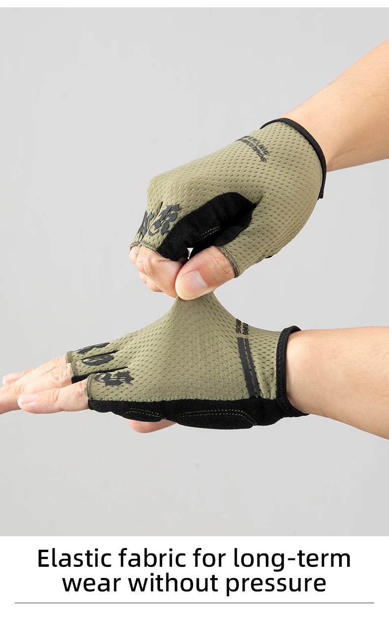 ROCKBROS Cycling Gloves Bike Shockproof Half Finger Gloves Breathable Anti-shock Bike Short Gloves Summer High Elasticity Gloves