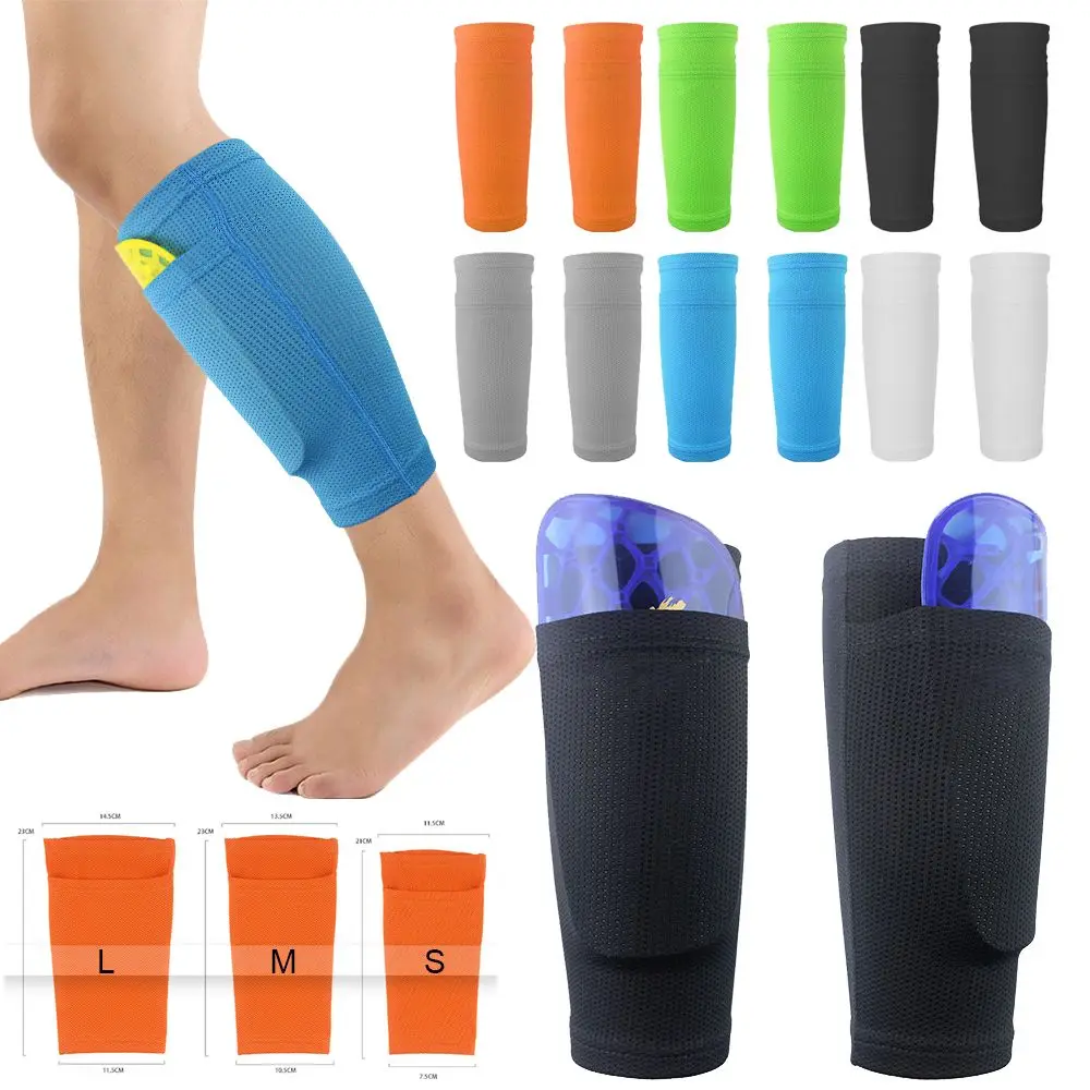 1Pair Sports Soccer Shin Guard Pad Sleeve Sock Leg Support Football Compression Calf Sleeve Shinguard for Adult Teens Children