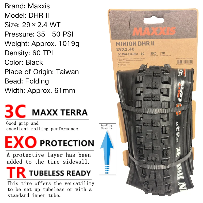 Maxxis Minion DHR (M327ru) 26/27.5/29 Inch, Downhill Folding Tire For Mountain Bike, More Wear-resistant And Stronger Cornering