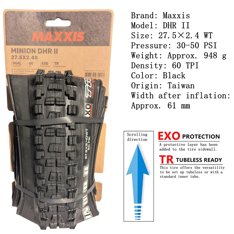 Maxxis Minion DHR (M327ru) 26/27.5/29 Inch, Downhill Folding Tire For Mountain Bike, More Wear-resistant And Stronger Cornering