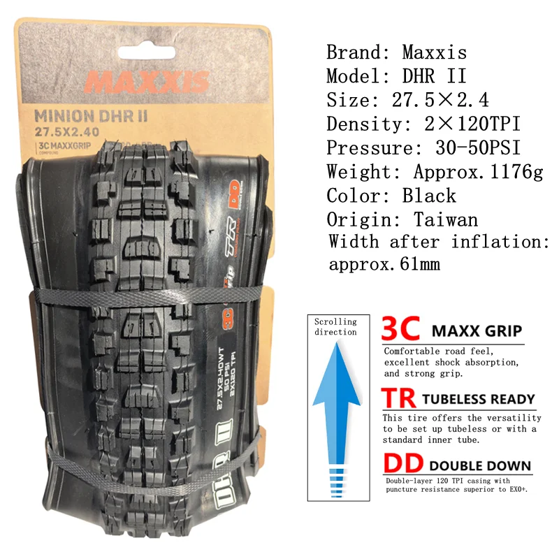 Maxxis Minion DHR (M327ru) 26/27.5/29 Inch, Downhill Folding Tire For Mountain Bike, More Wear-resistant And Stronger Cornering