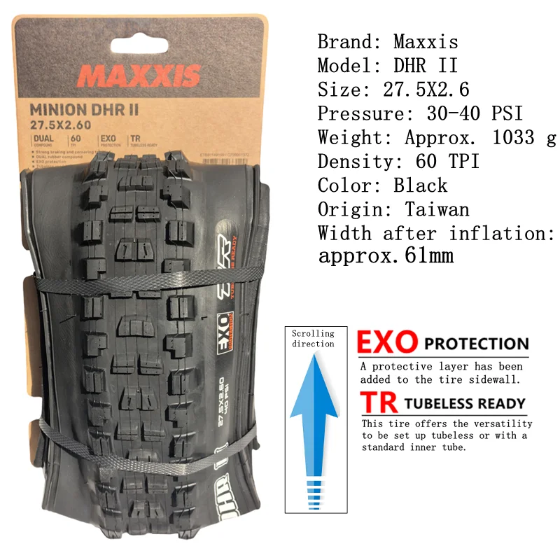 Maxxis Minion DHR (M327ru) 26/27.5/29 Inch, Downhill Folding Tire For Mountain Bike, More Wear-resistant And Stronger Cornering