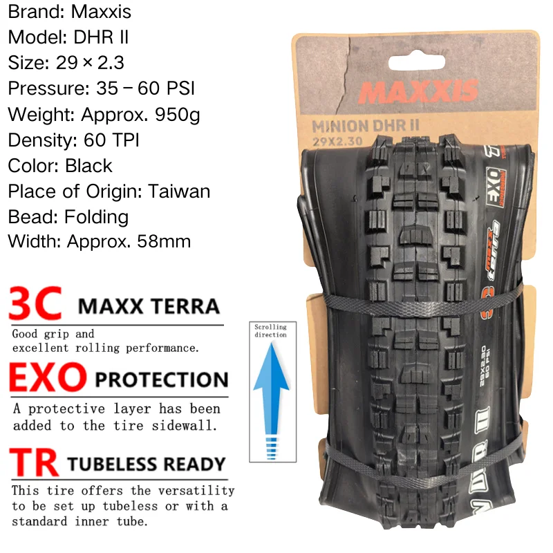 Maxxis Minion DHR (M327ru) 26/27.5/29 Inch, Downhill Folding Tire For Mountain Bike, More Wear-resistant And Stronger Cornering