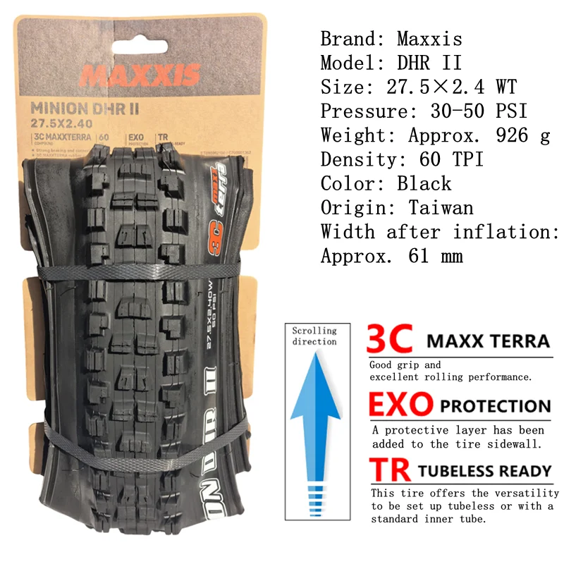 Maxxis Minion DHR (M327ru) 26/27.5/29 Inch, Downhill Folding Tire For Mountain Bike, More Wear-resistant And Stronger Cornering