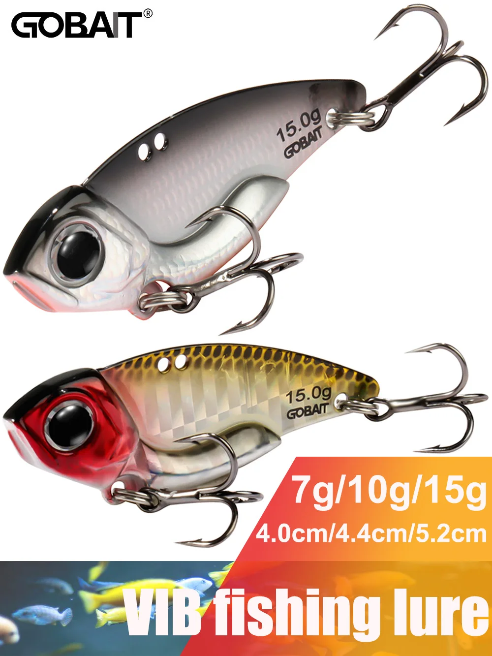 Metal Jig VIB Lure 7g 10g 15g Spoon Spinner Color Spinning Fishing Tackle Treble Hooks Swimbait Pesca Bait Spinnerbait VIBRATION