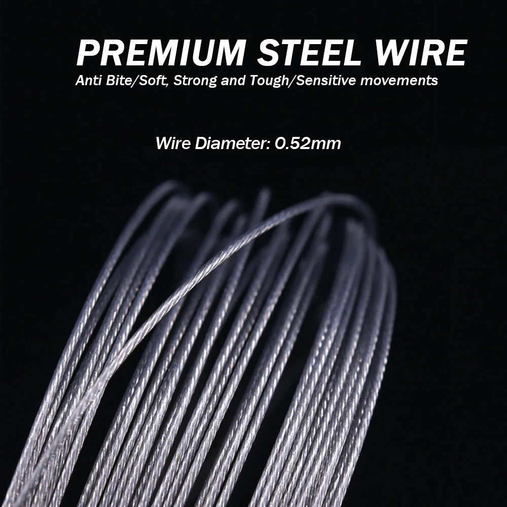 24Pcs Anti Bite Fishing Line Steel Wire Leader With Swivel Double-Lock Snap Accessory Lead Core Leash 25cm 15kg/35lb