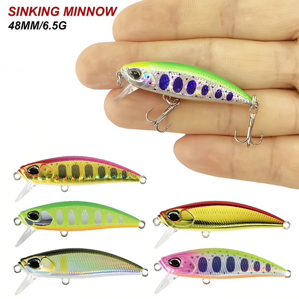 4.8cm 6.5g Fishing Lure Micro Minnow Wobbler Long Cast Sinking Trolling Jerkbait Swimbait Artificial Hard Bait Trout Bass Bait