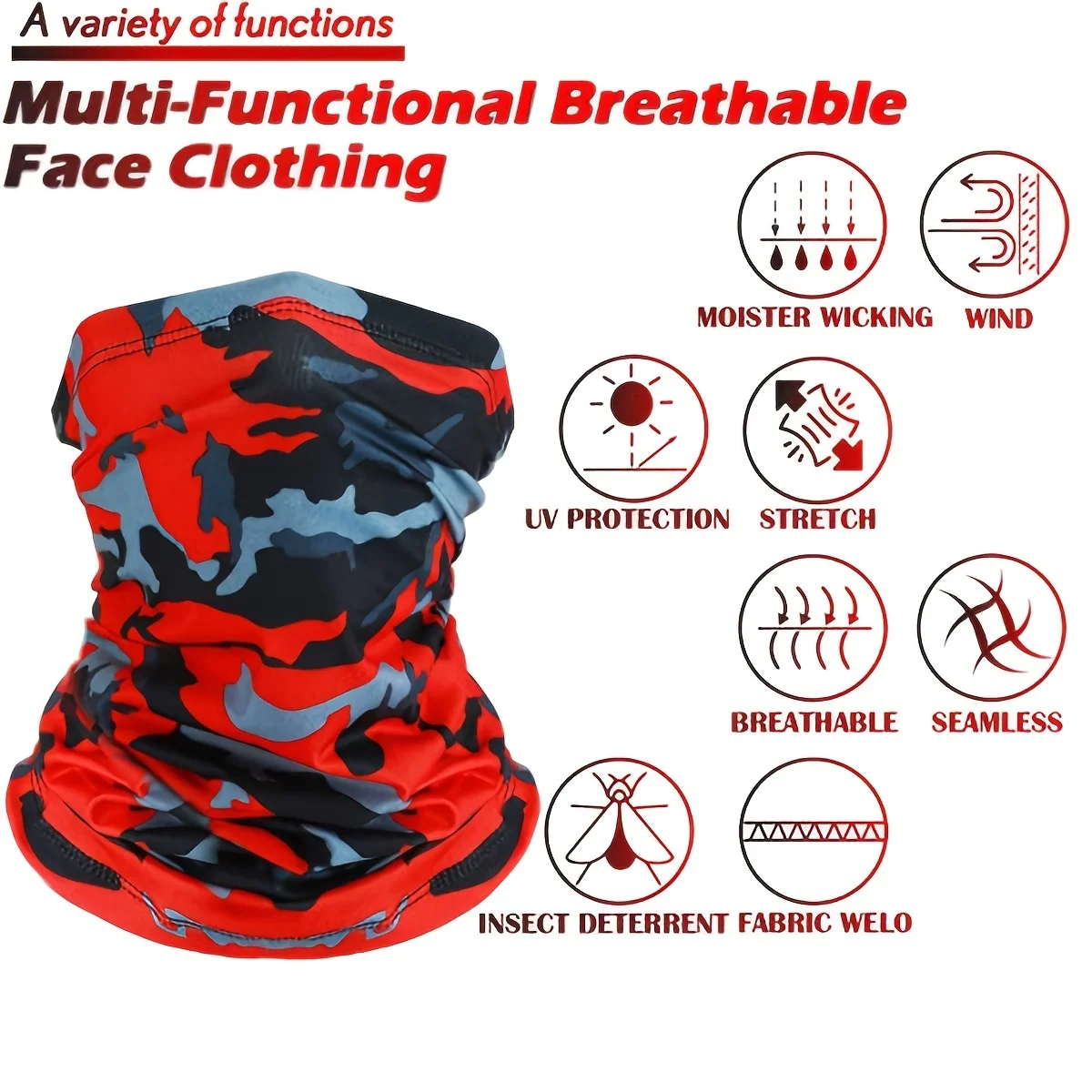 Outdoor UV Protection Bandana Scarf Neck Warmer Multifunctional Fishing Hiking Cycling Face Head Wrap Cover Bandana Headband Cap