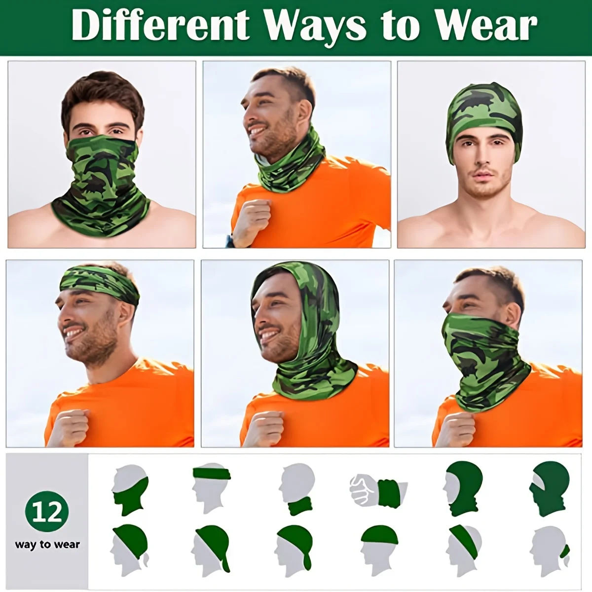Outdoor UV Protection Bandana Scarf Neck Warmer Multifunctional Fishing Hiking Cycling Face Head Wrap Cover Bandana Headband Cap