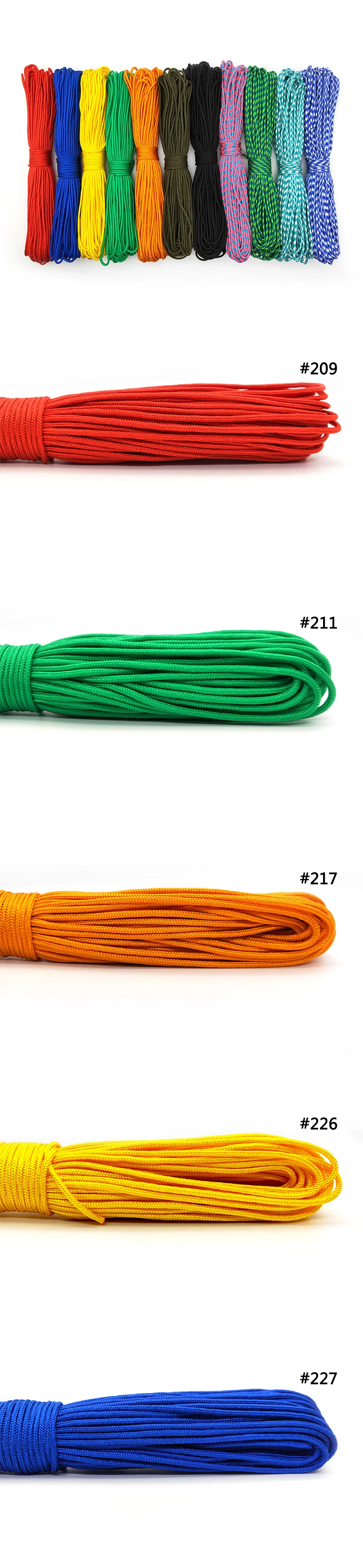IQiuhike 100 Colors Paracord 2mm 100FT,50FT,25FT One Stand Cores Paracord Rope Paracorde Cord For Jewelry Making Wholesale